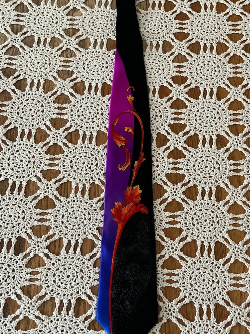 Vitaliano Pancaldi Split Color - Colorful Floral Print Men's Silk Necktie